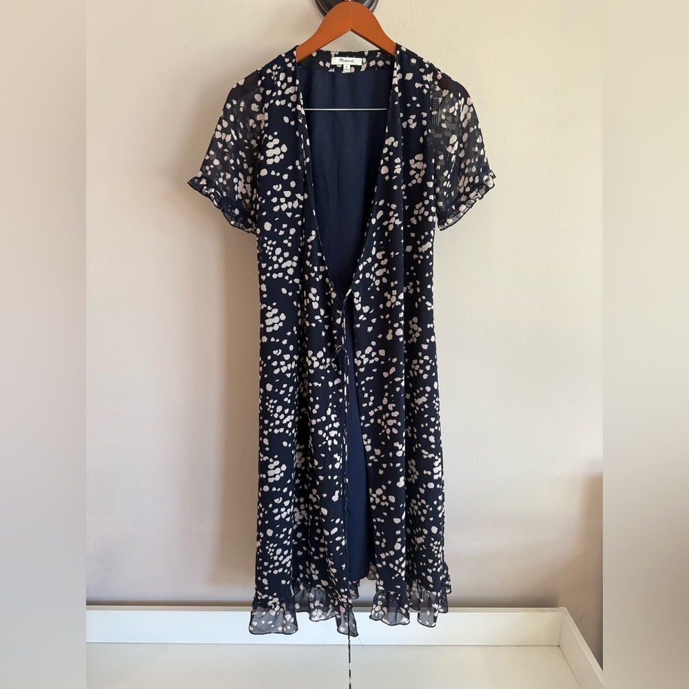 Madewell Black and Cream Patterned dress XS